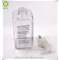Frascos de bomba de plástico grande litro quadrado claro shampoo garrafa rótulo design garrafas de plástico com espumador